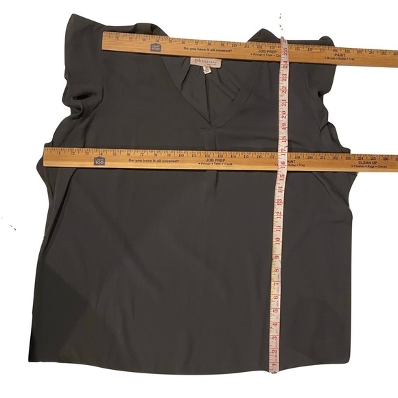 Philosophy Polyester Grey Shell Blouse Flutter Sleeves for the Office, Size XL - Picture 8 of 8